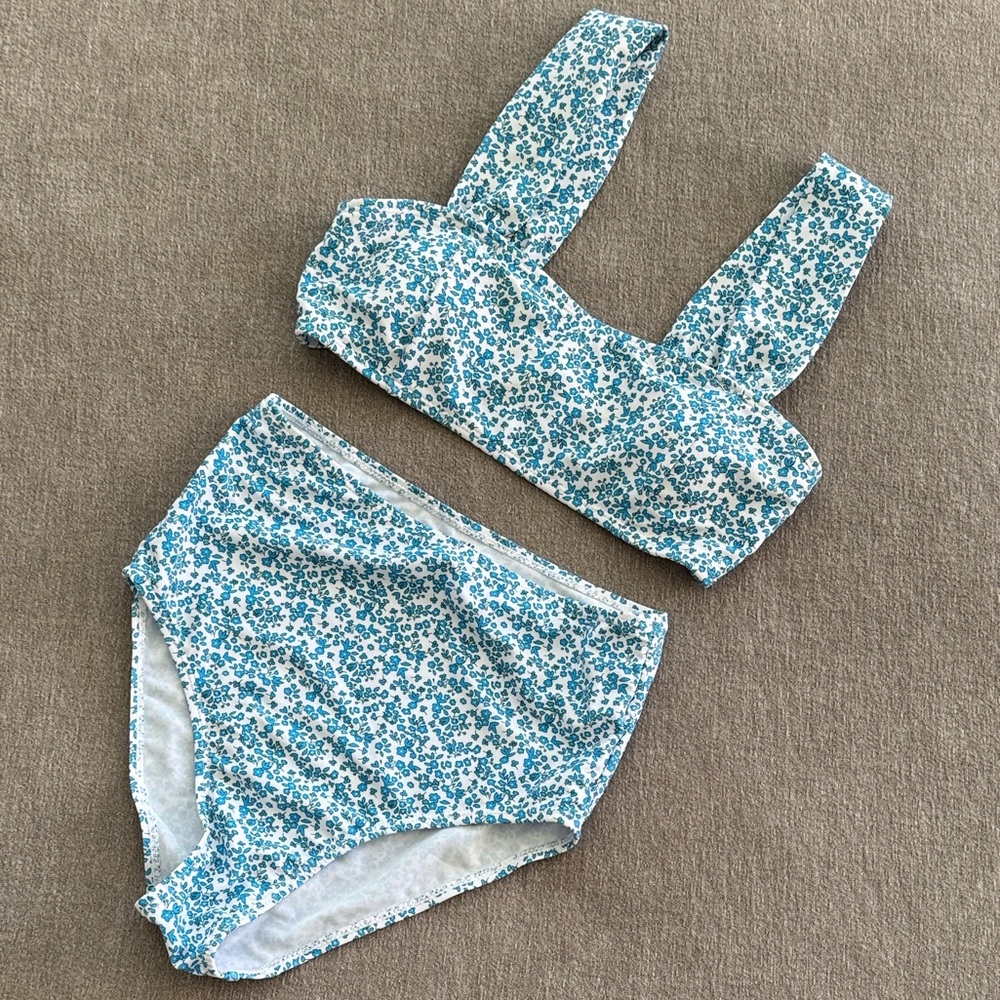 Floral Blue and White Bikini Set